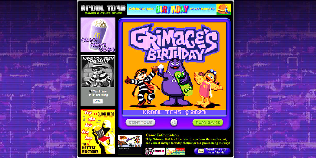 New Game Boy Color game by McDonald's for Grimace's Birthday!